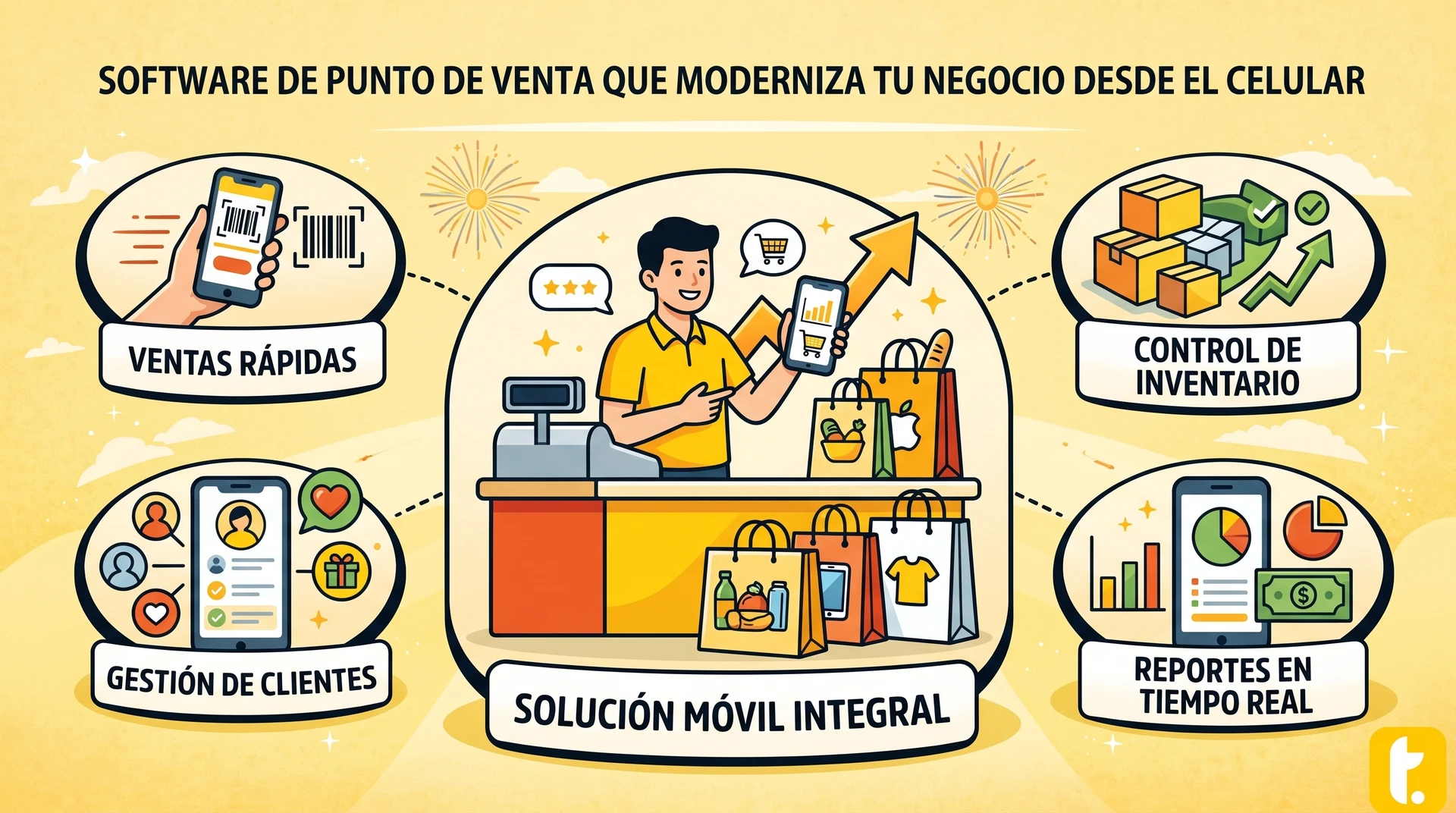 Software de punto de venta en celular, modernizando la gestión de negocios con tecnología avanzada.