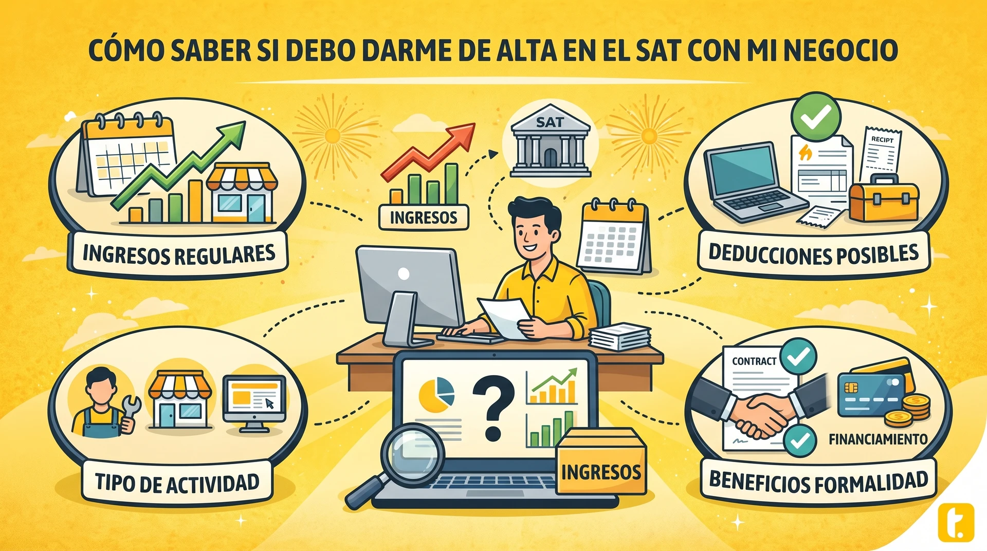 Cubierta de artículo explicando cómo darse de alta en el SAT para negocios en México.