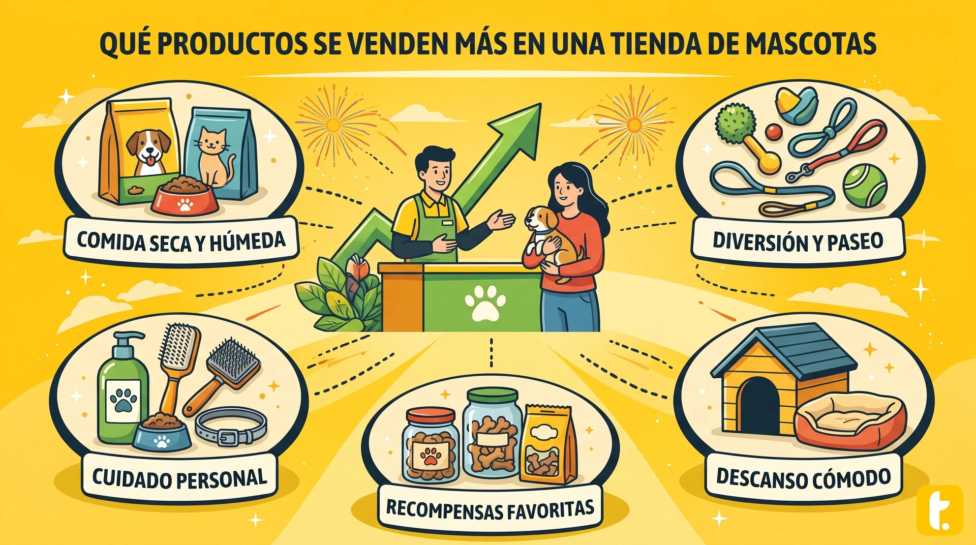Productos más vendidos en tienda de mascotas, desde alimentos hasta juguetes y accesorios esenciales.