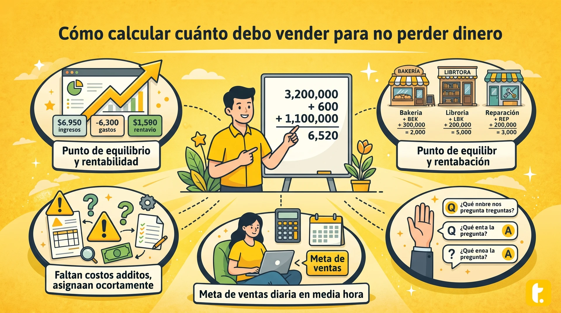 Portada del artículo "Cómo calcular cuánto debo vender para no perder dinero", ilustrando estrategias de precios y ventas.