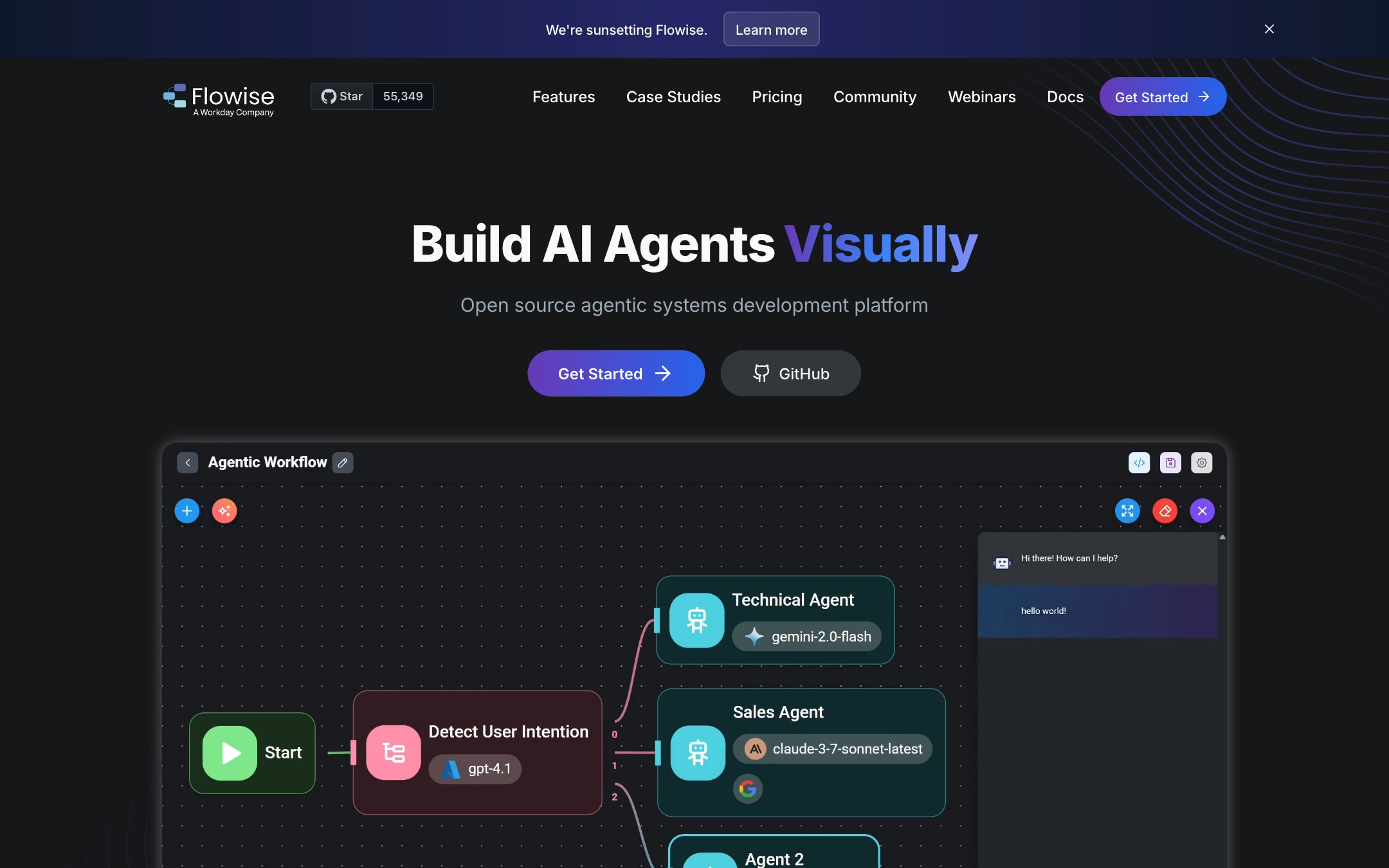 Flowise open-source visual agent builder
