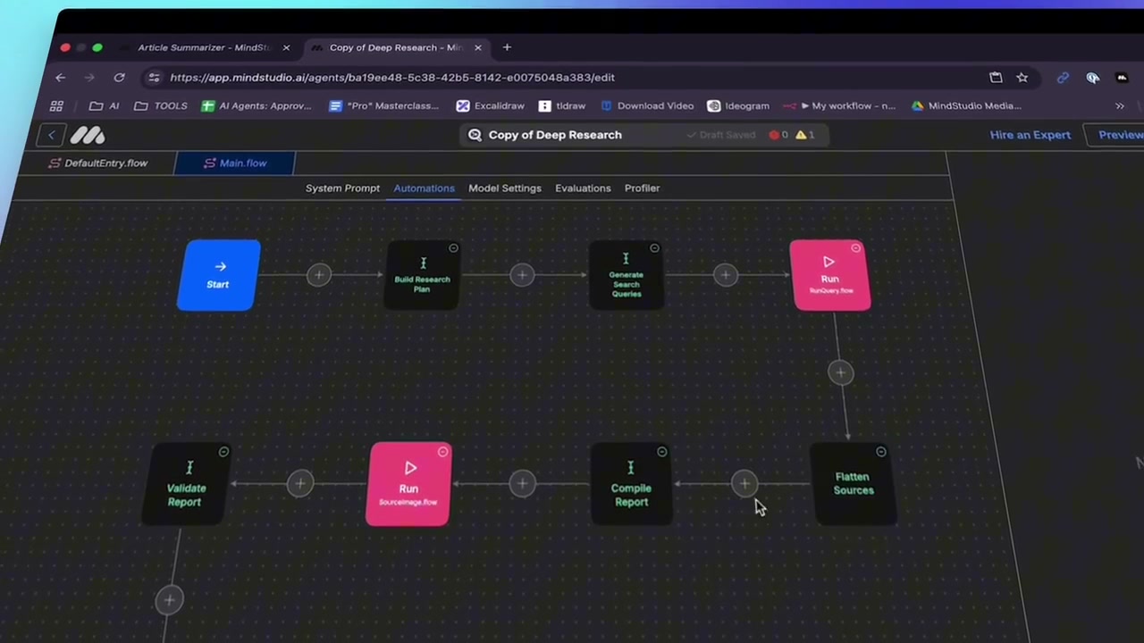 MindStudio visual IDE with a workflow canvas