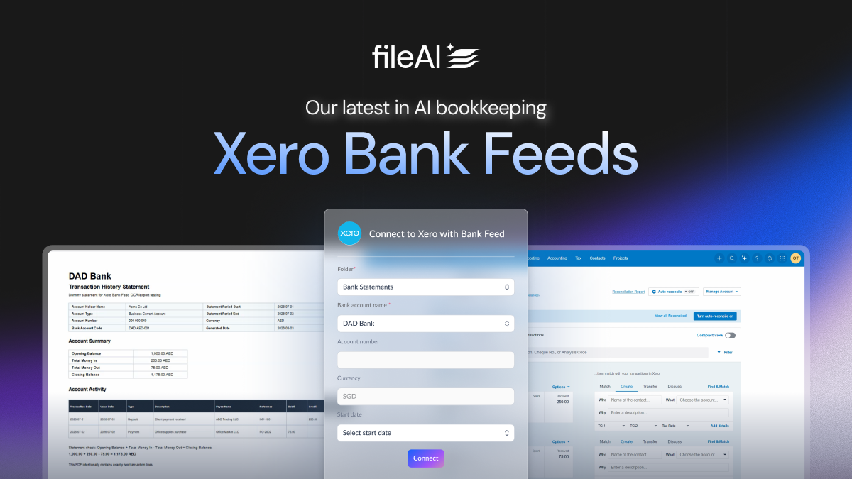 Say goodbye to manual statement uploads. Hello fileAI x Xero bank feeds