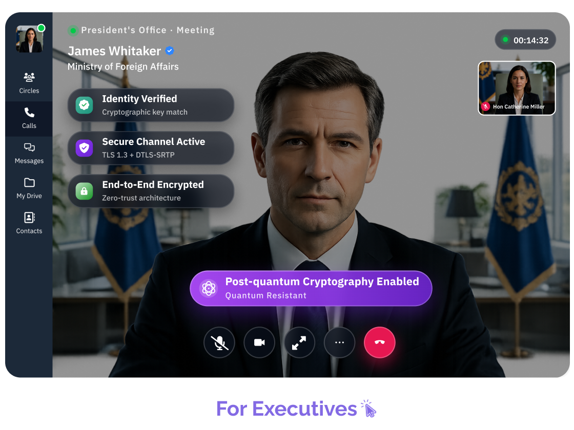 Secure and private citizen messaging alternative to foreign apps, empowering national programs with RealTyme's sovereign and secure communication platform.