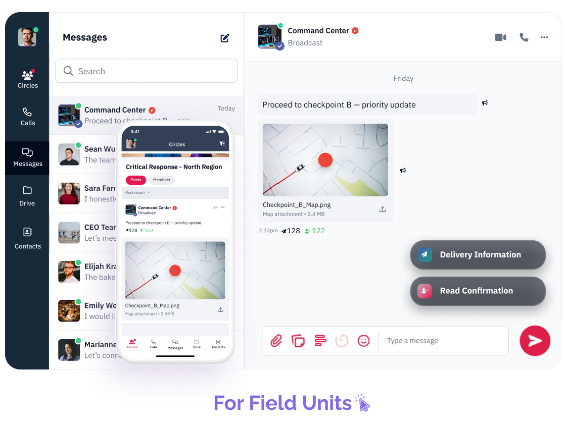 Secure and private citizen messaging alternative to foreign apps, empowering national programs with RealTyme's sovereign and secure communication platform.
