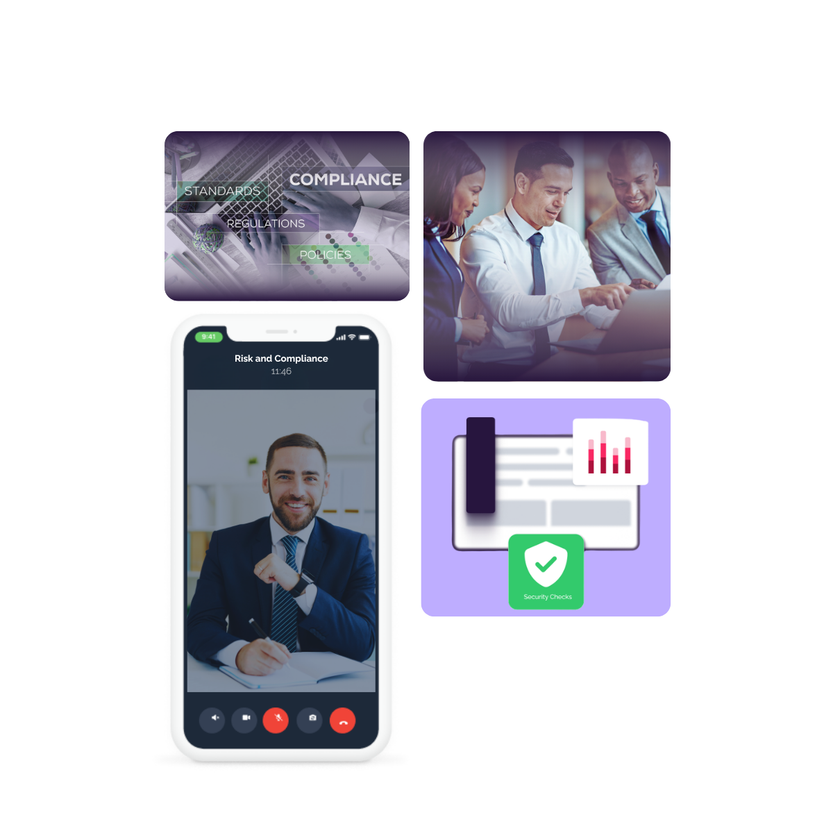 Sovereign and secure communication platform for governments – RealTyme interface showing encrypted video call and diverse users with 'Get Started' CTA.