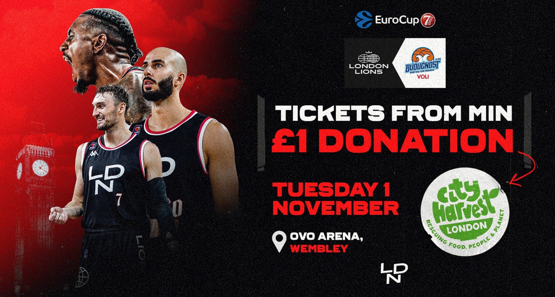 Watch EuroCup Basketball LIVE in Wembley for as little as £1!