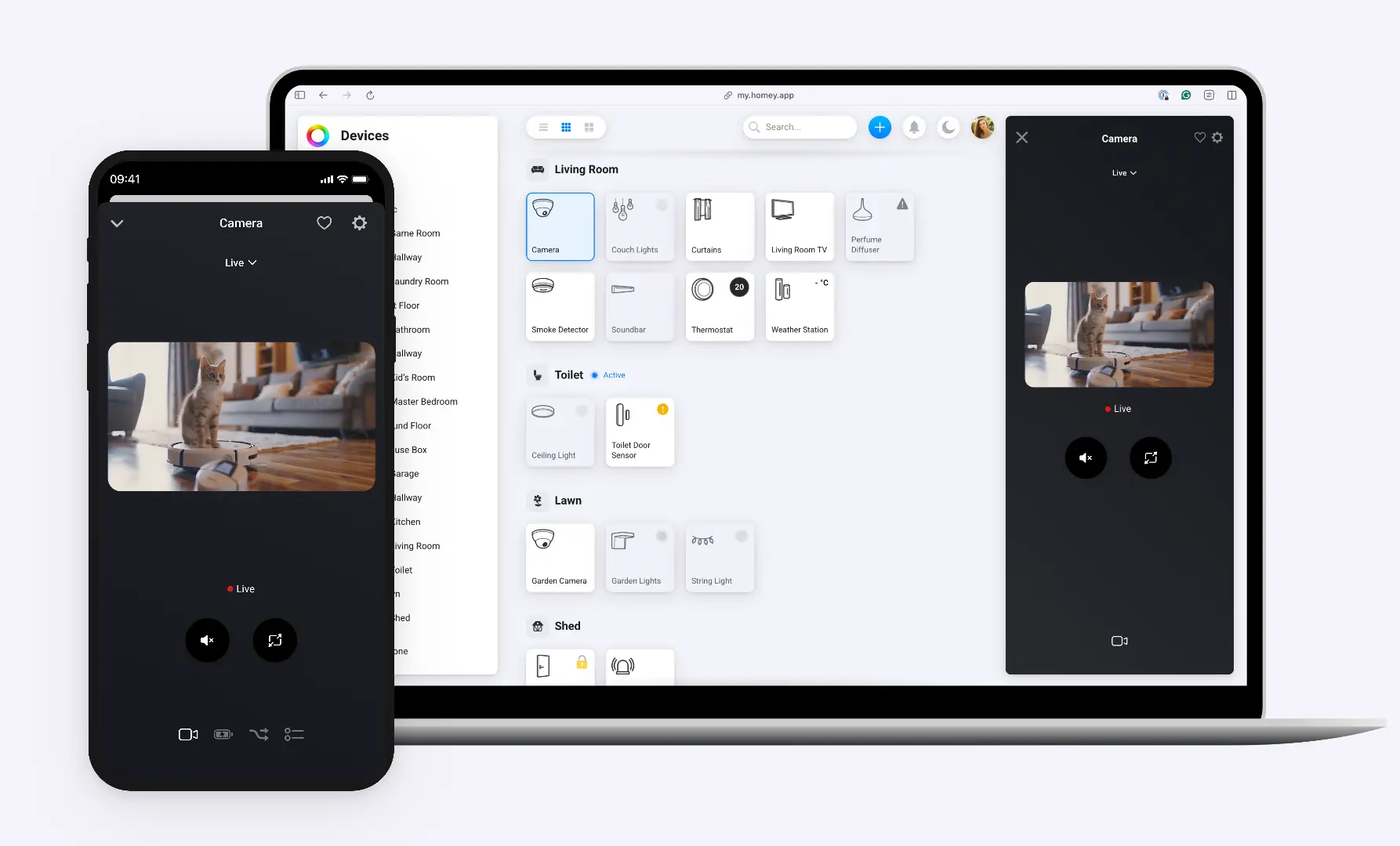 Homey visar nu livevideo från övervakningskameror med WebRTC