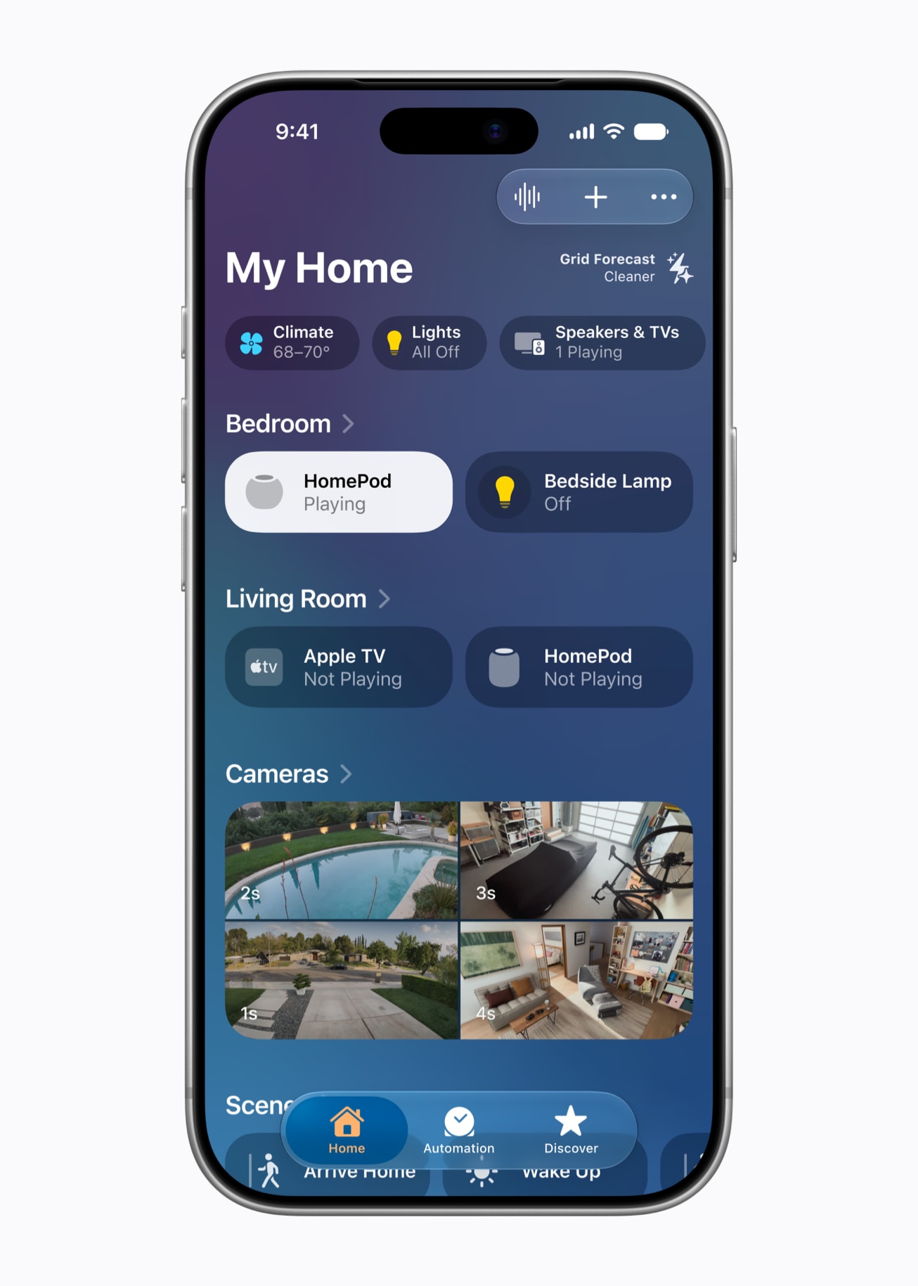 Apple HomePod mini 2 – Hem-appen på iPhone med HomePod och smarta tillbehör, framifrån