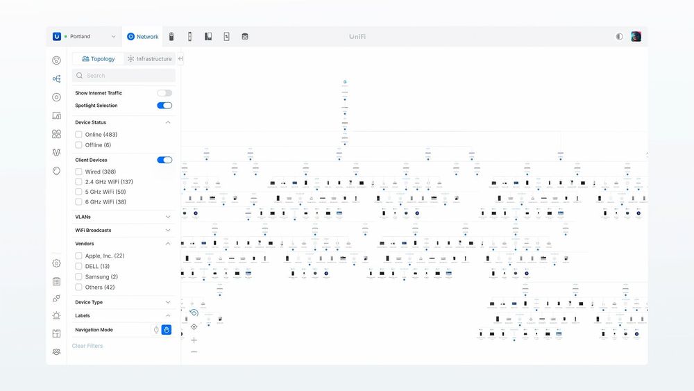 Ubiquiti UniFi Network 11 – Time Machine-topologi, skärmbild