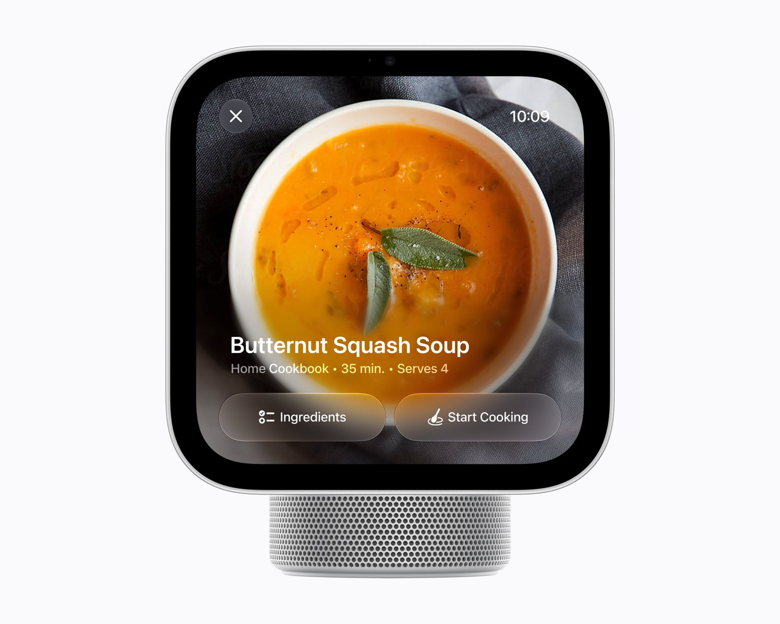 Apple HomeView – smart hemskärm med recept på skärmen, framifrån