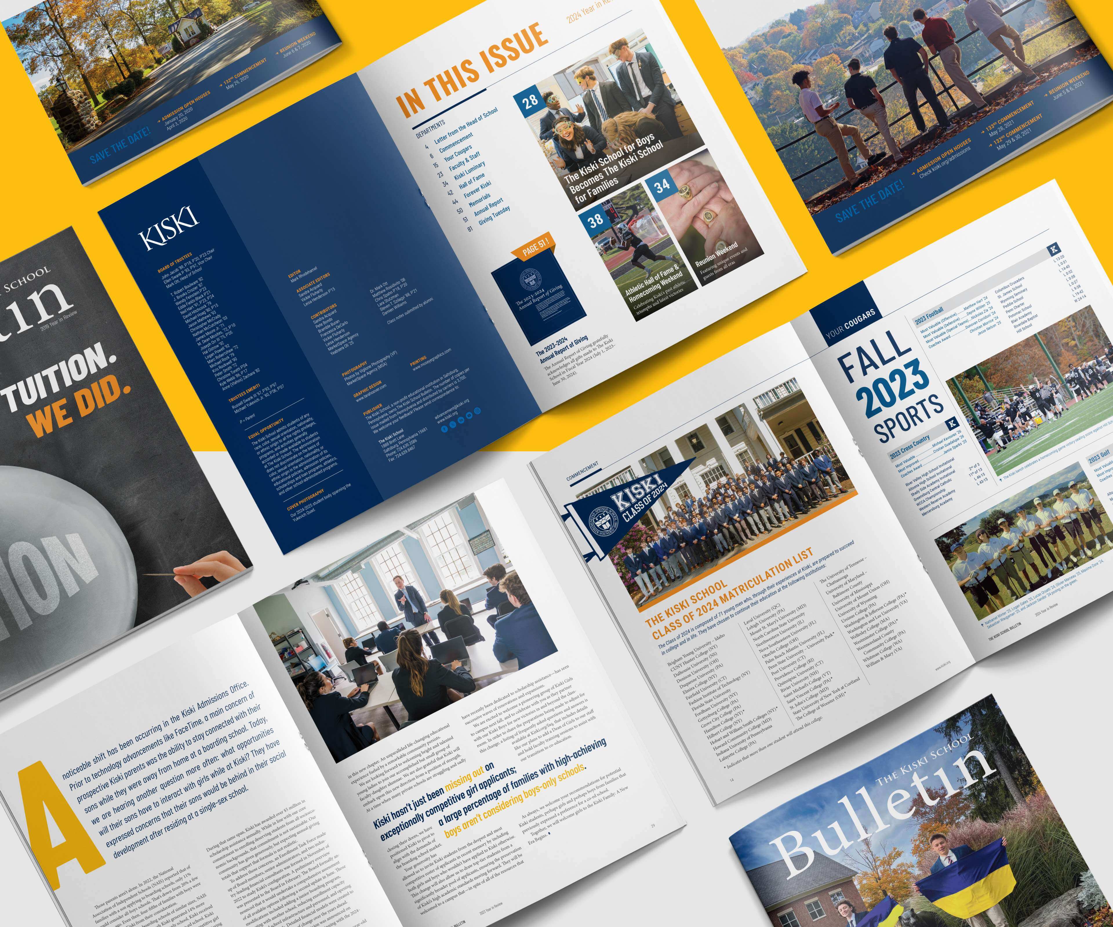 Print design of magazine spreads