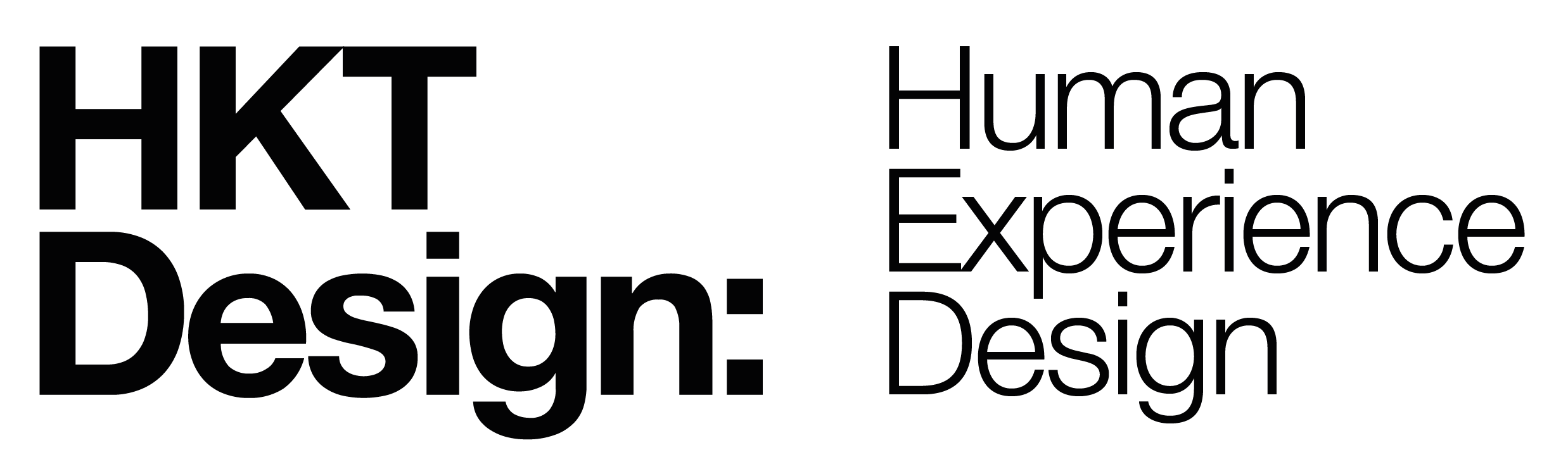 Logo with bold text 'HKT Design:' on the left and 'Human Experience Design' stacked on the right.