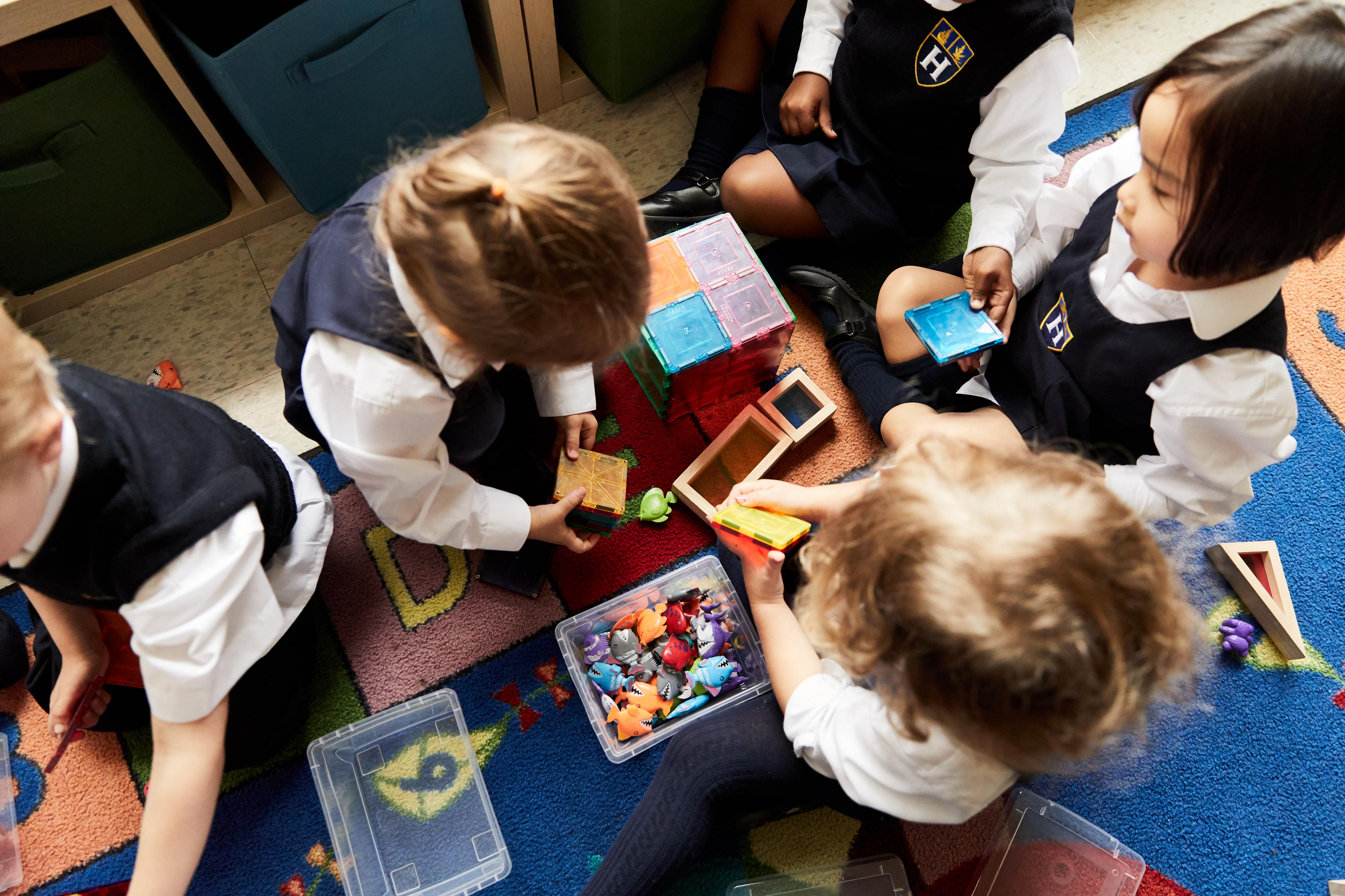 Hudson College kindergarten students learning together