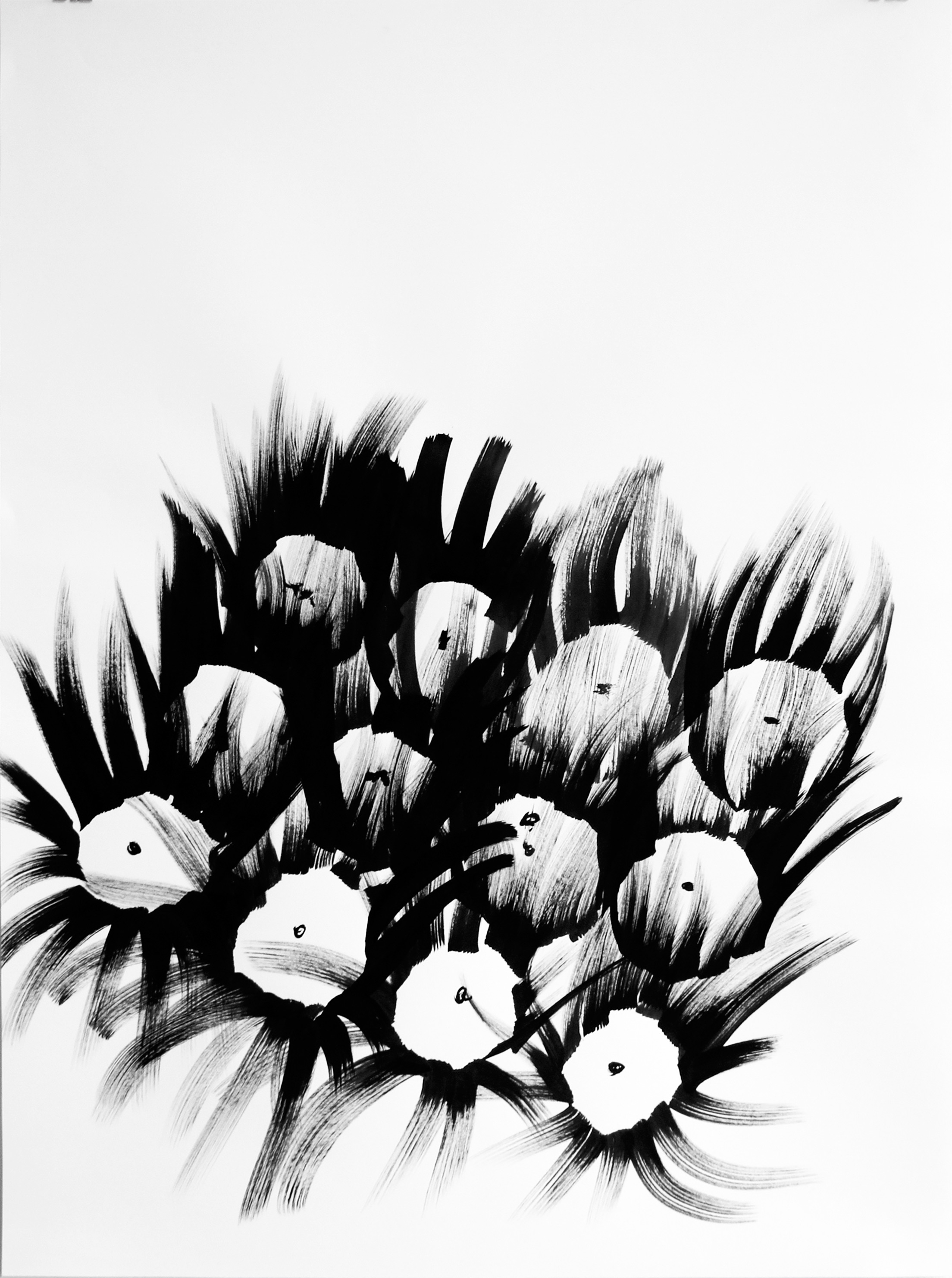 „Blütenboden 3“, 2024, Tusche auf Papier, 70 cm x 50 cm