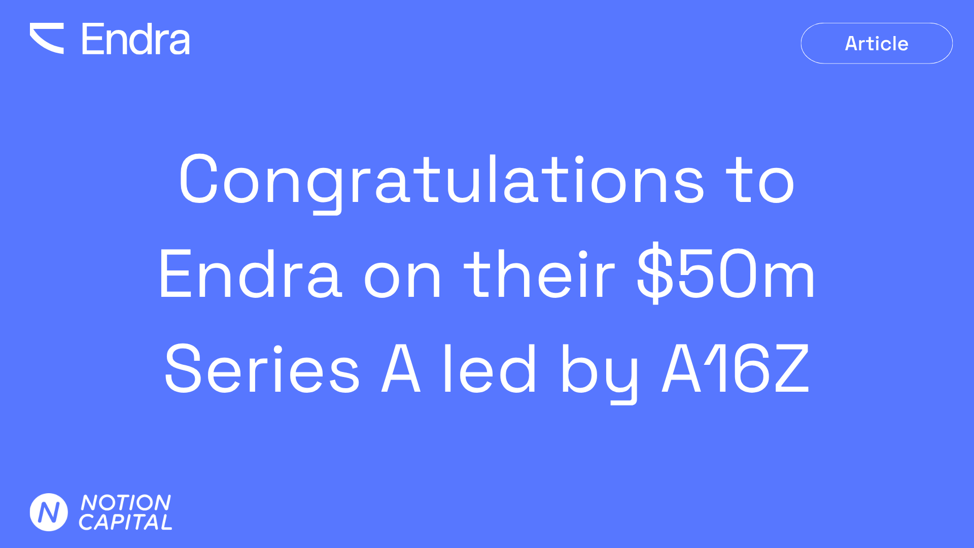 Congratulations to Endra on their $50m Series A led by A16Z