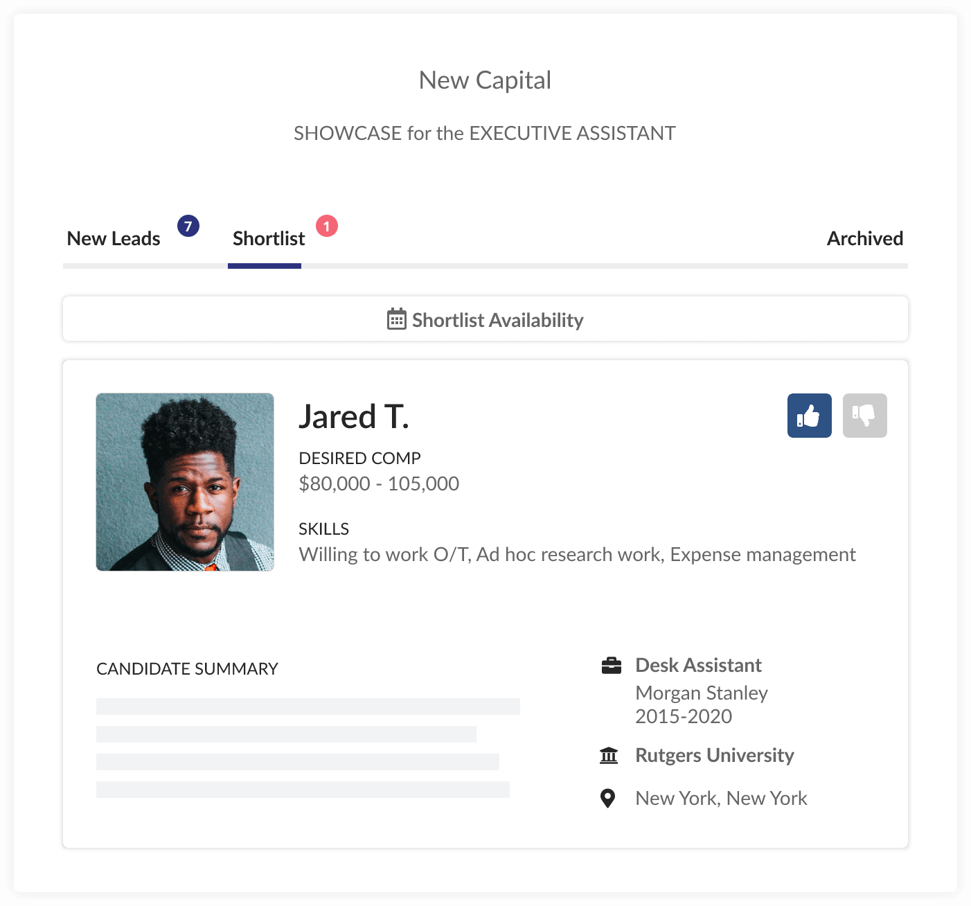 Shortlist Candidates UI
