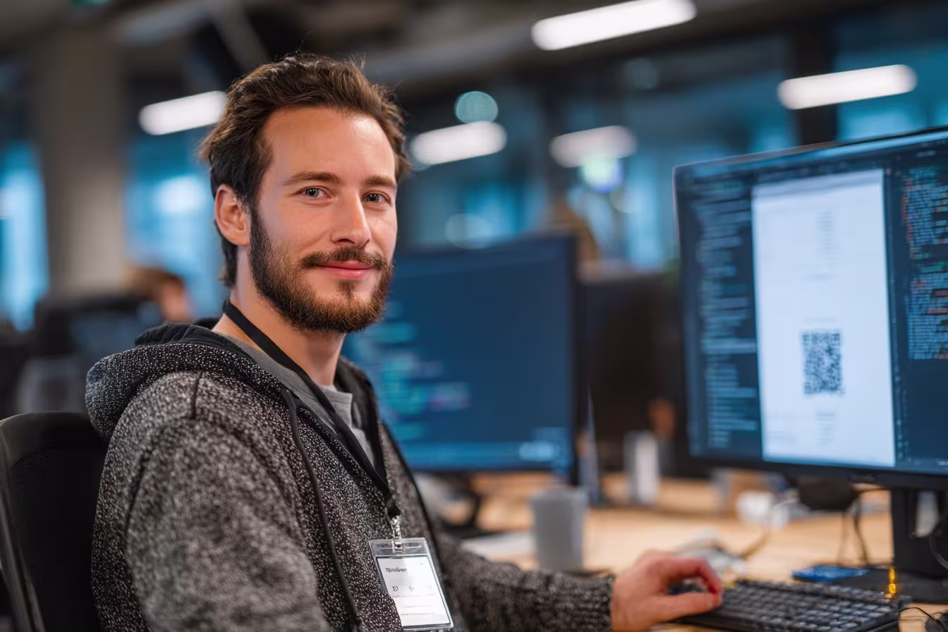 IT specialist assisting with multi-factor authentication