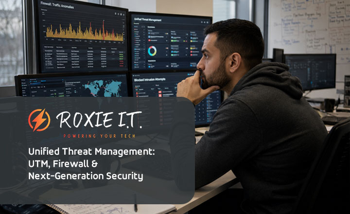 IT security agent working on his powerhouse software.