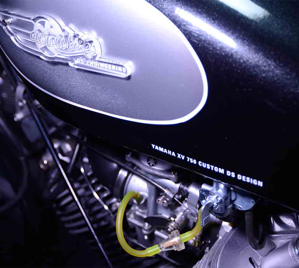 This was a totally stripped down and build up project with pretty much everything being redesigned and renewed, such as; new starter motor, starter bendix upgrade kit, new lithium battery, new tyres Duro 130/90 – 16 (front and rear), designed and built custom dash with LED’s, rear LED lights, K&N air filter, new fluids/seals all round, brakes, custom painted fuel tank/frame and engine, tank POR15 lining, new petaps and carb refurbished.