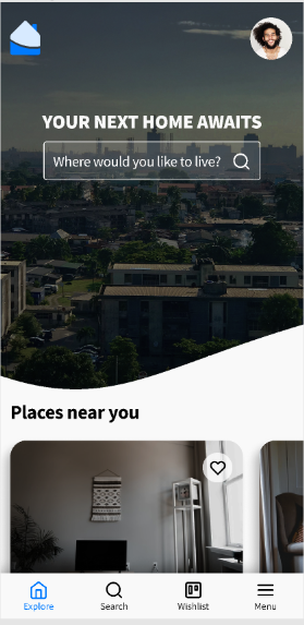 haven mockup of home screen but mobile version