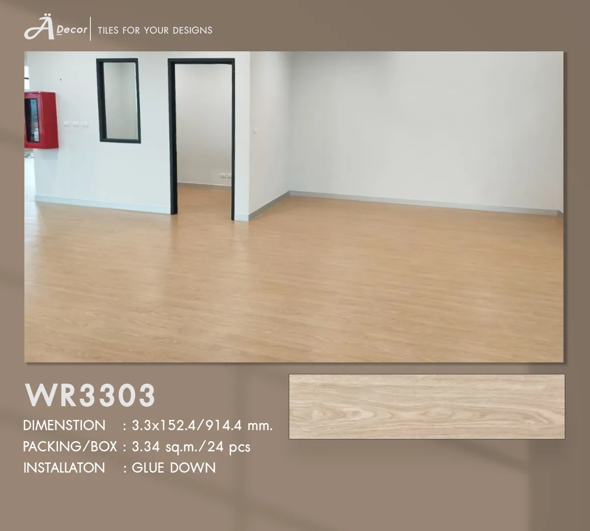 ผลิตภัณฑ์ LVT 3.3 มม. ลายไม้ R330W-WR3303