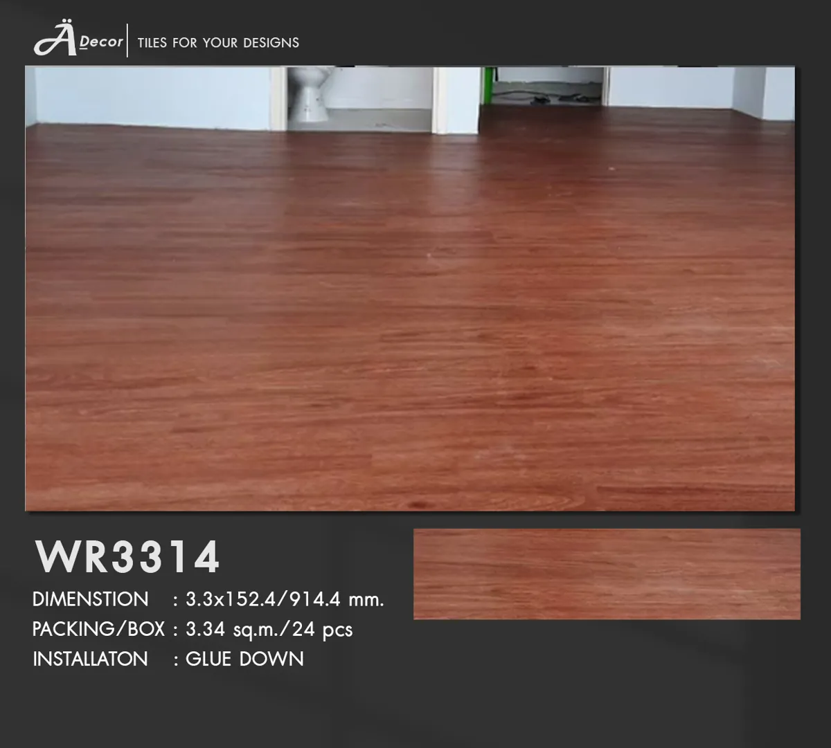 ผลิตภัณฑ์ LVT 3.3 มม. ลายไม้ R330W-WR3314