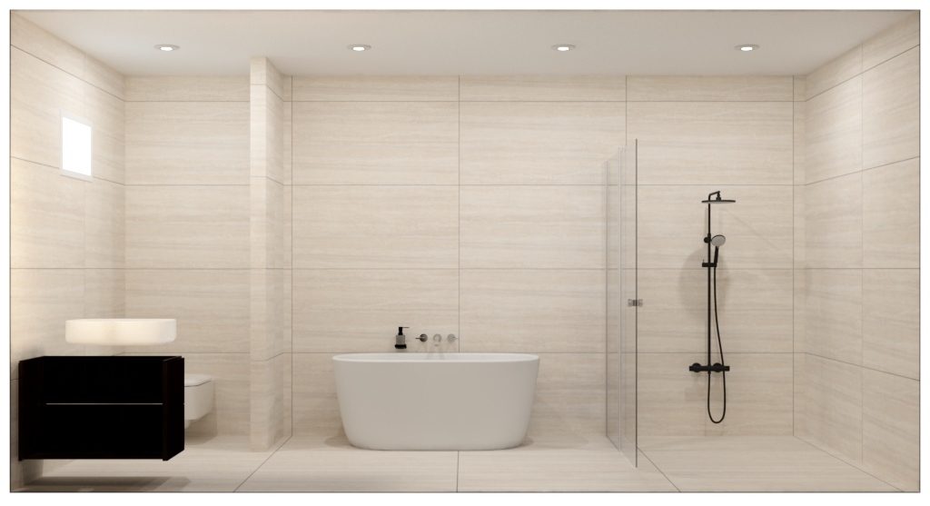 กระเบื้อง Travertine DR1Y 60x120 ผิวด้าน ปูผนังและพื้นห้องน้ำ