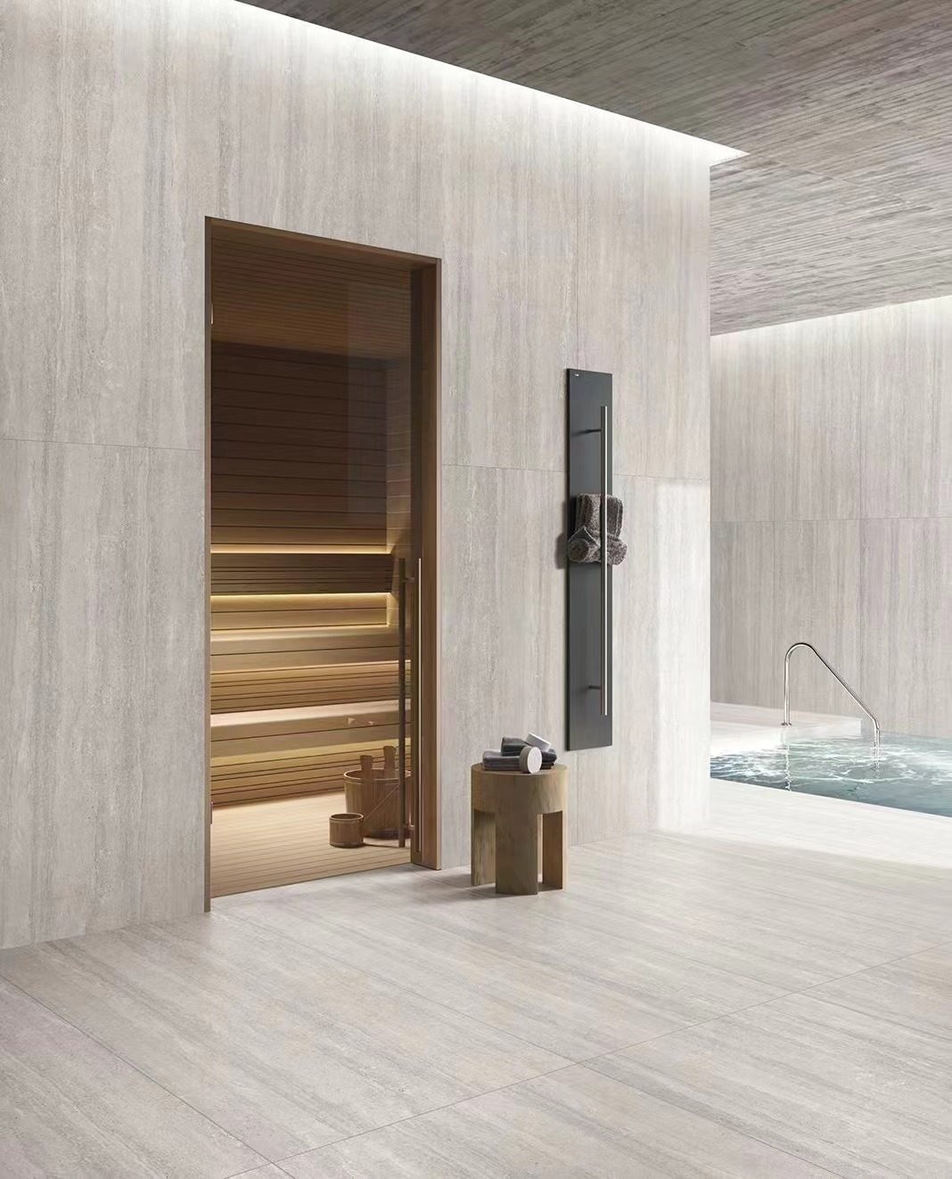 กระเบื้อง Travertine DR1Y 60x120 ผิวด้าน ปูผนังห้องสปา