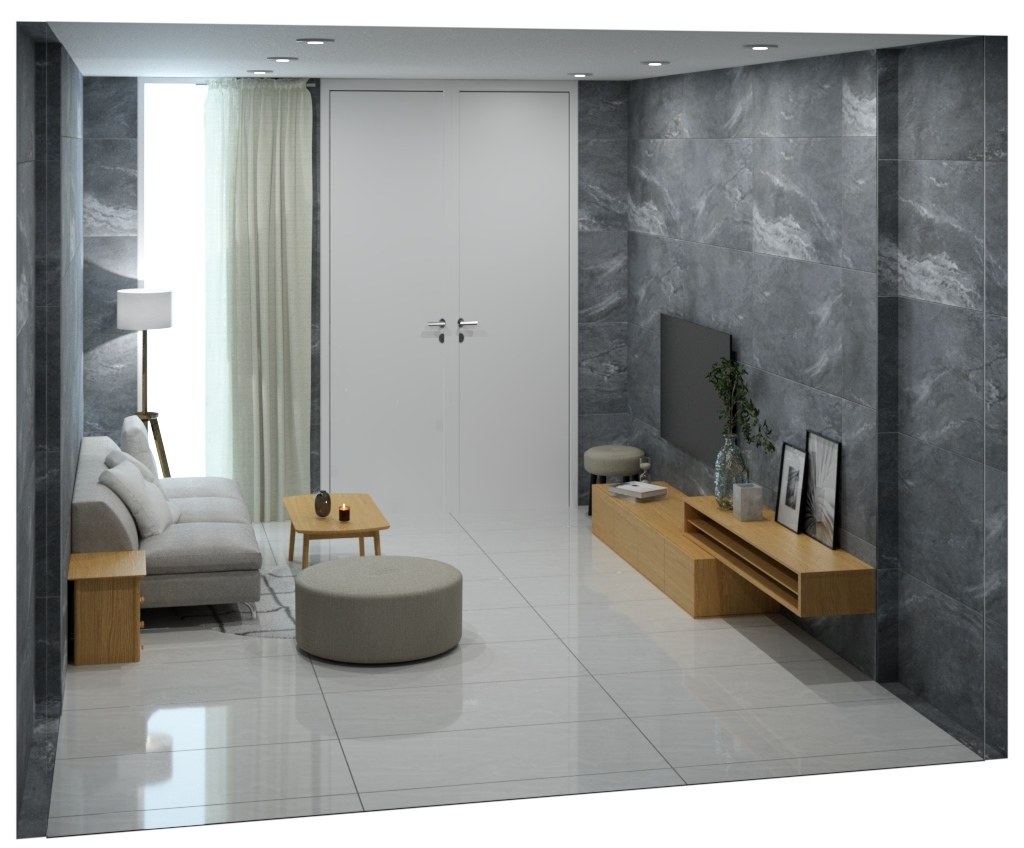 กระเบื้องลายหินสีเทาเข้ม 60x120 SANDSTROM GREY (SG) ภาพห้องตัวอย่าง