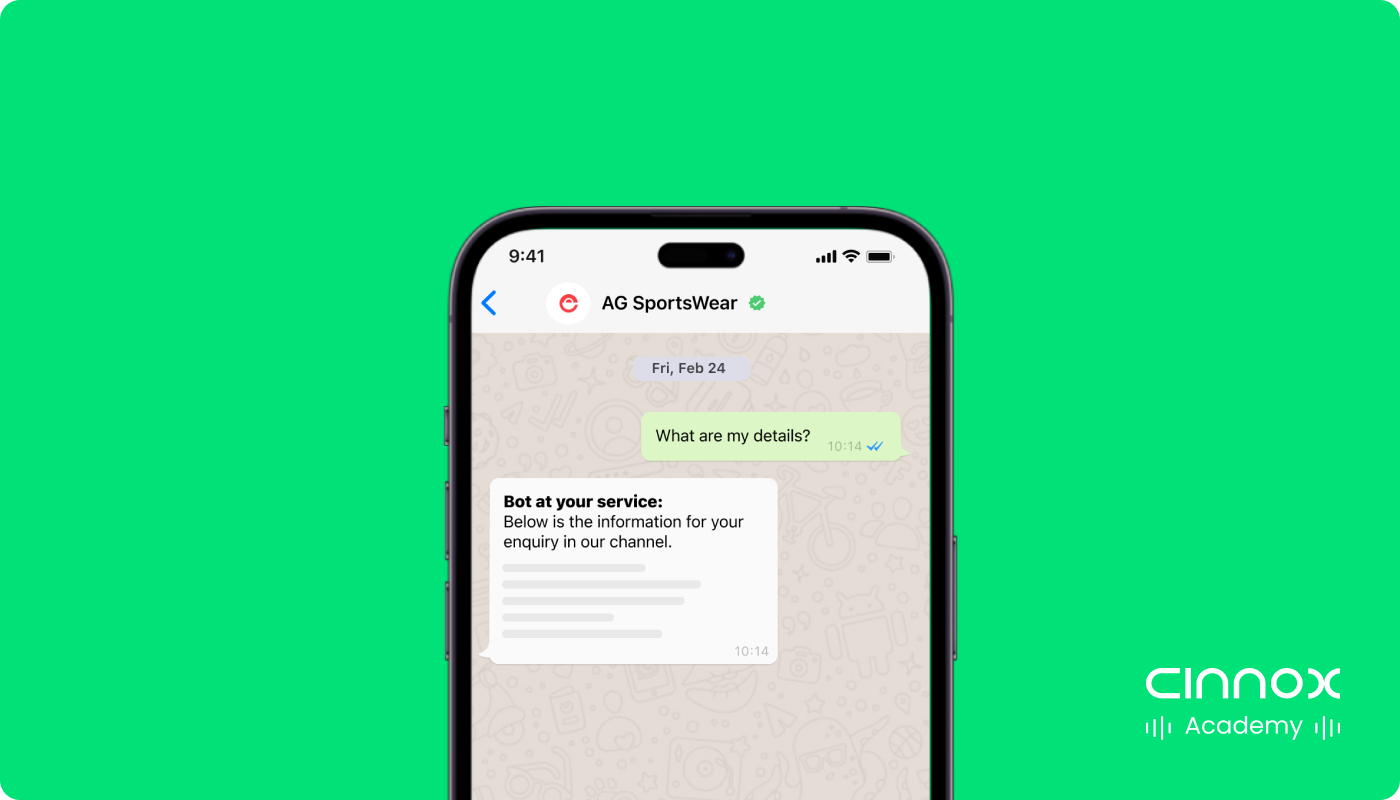 Sample response made on CINNOX by Chatbot