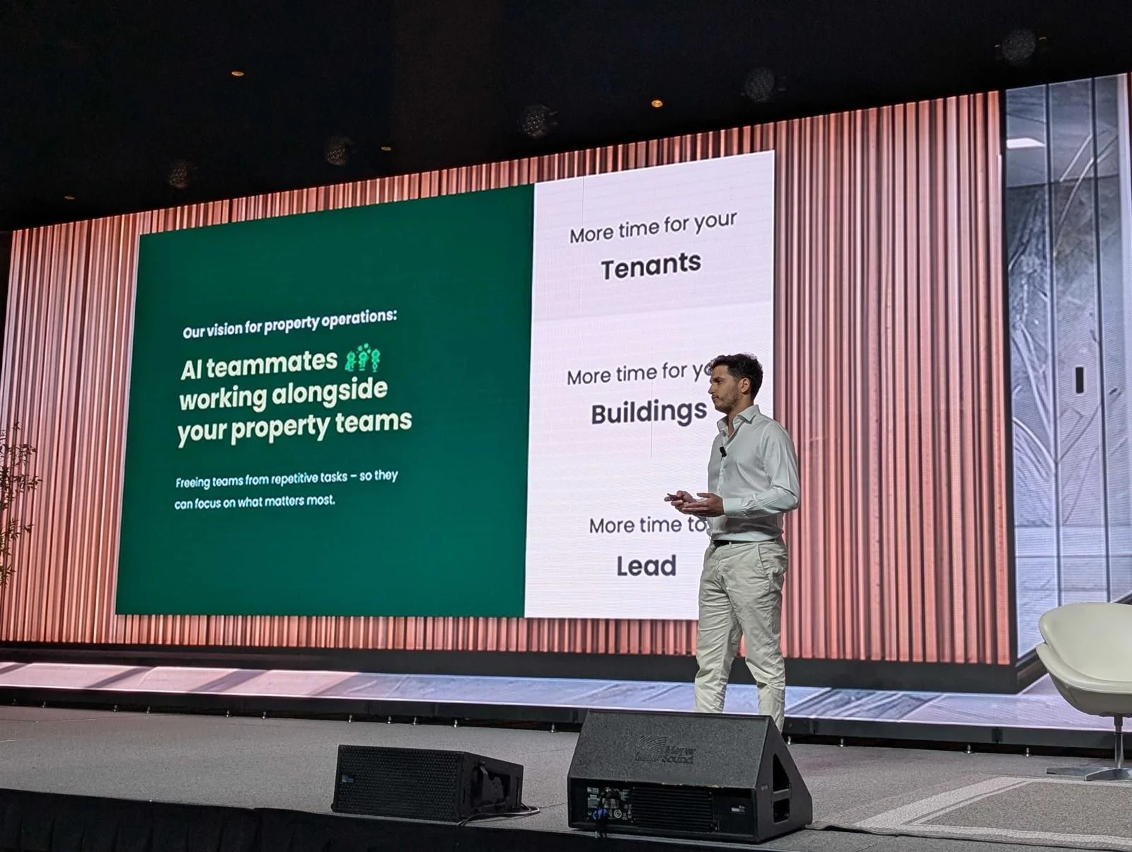 Visitt co-founder Jonathan Kroll on stage at Realcomm IBcon 2025