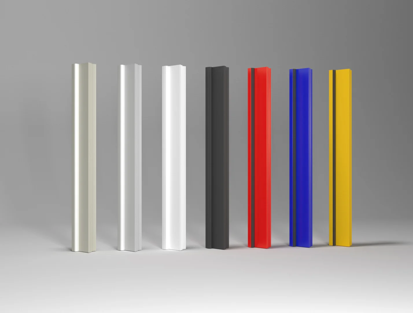 Concealed door frame in various powder-coated custom colors.