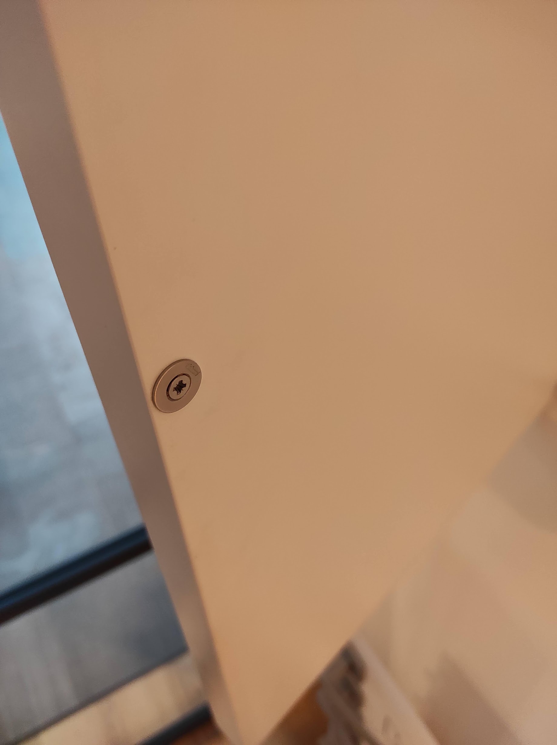 Door panel with Blum screw-on catch plate