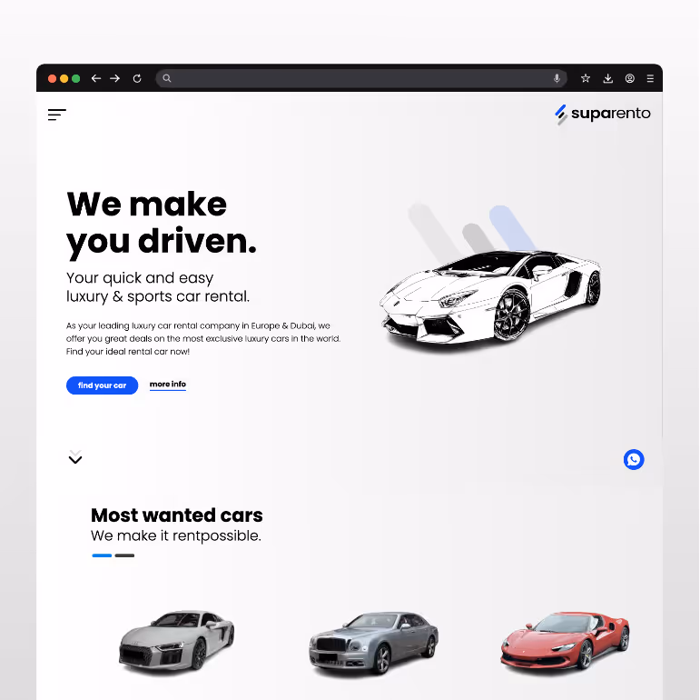 Graphic designer vienna, Web designer vienna, Suparento - Luxury & Sports Car Rental