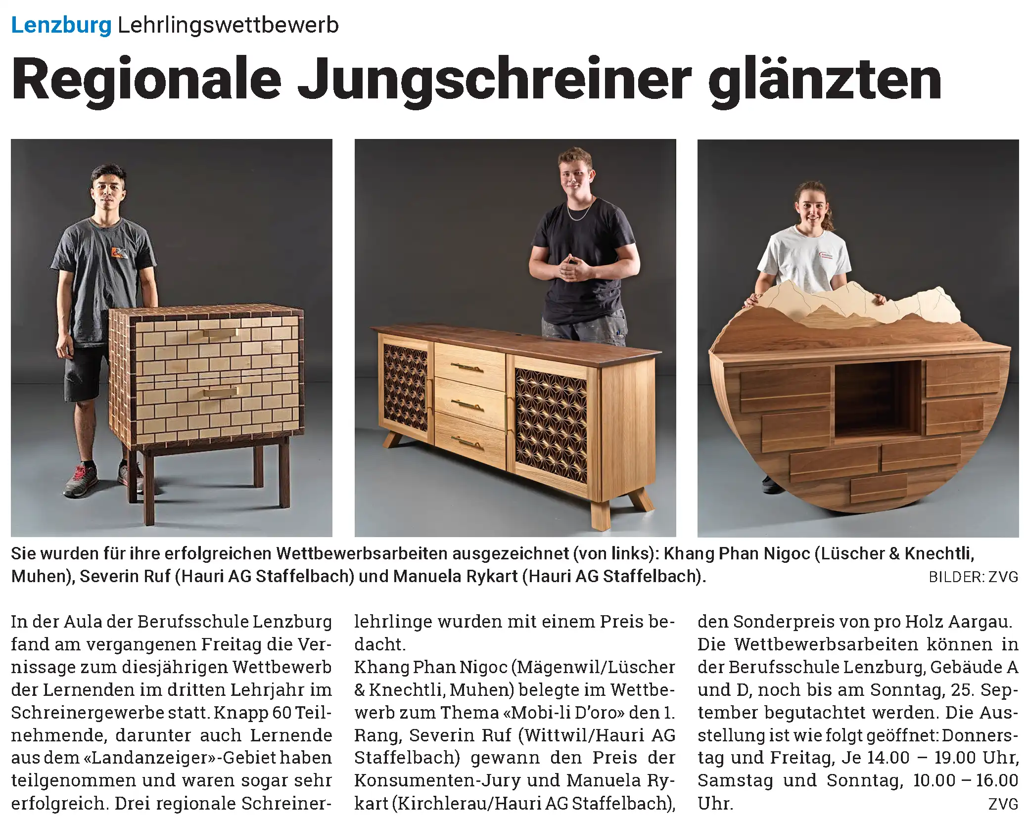 Zeitungseintrag zum erfolgreichen Lehrlingswettbewerb