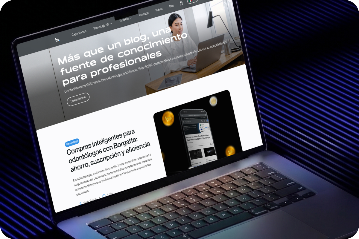 Blog de Borgatta abierto en una laptop