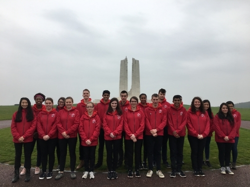 A group of students at the Vimy memorial