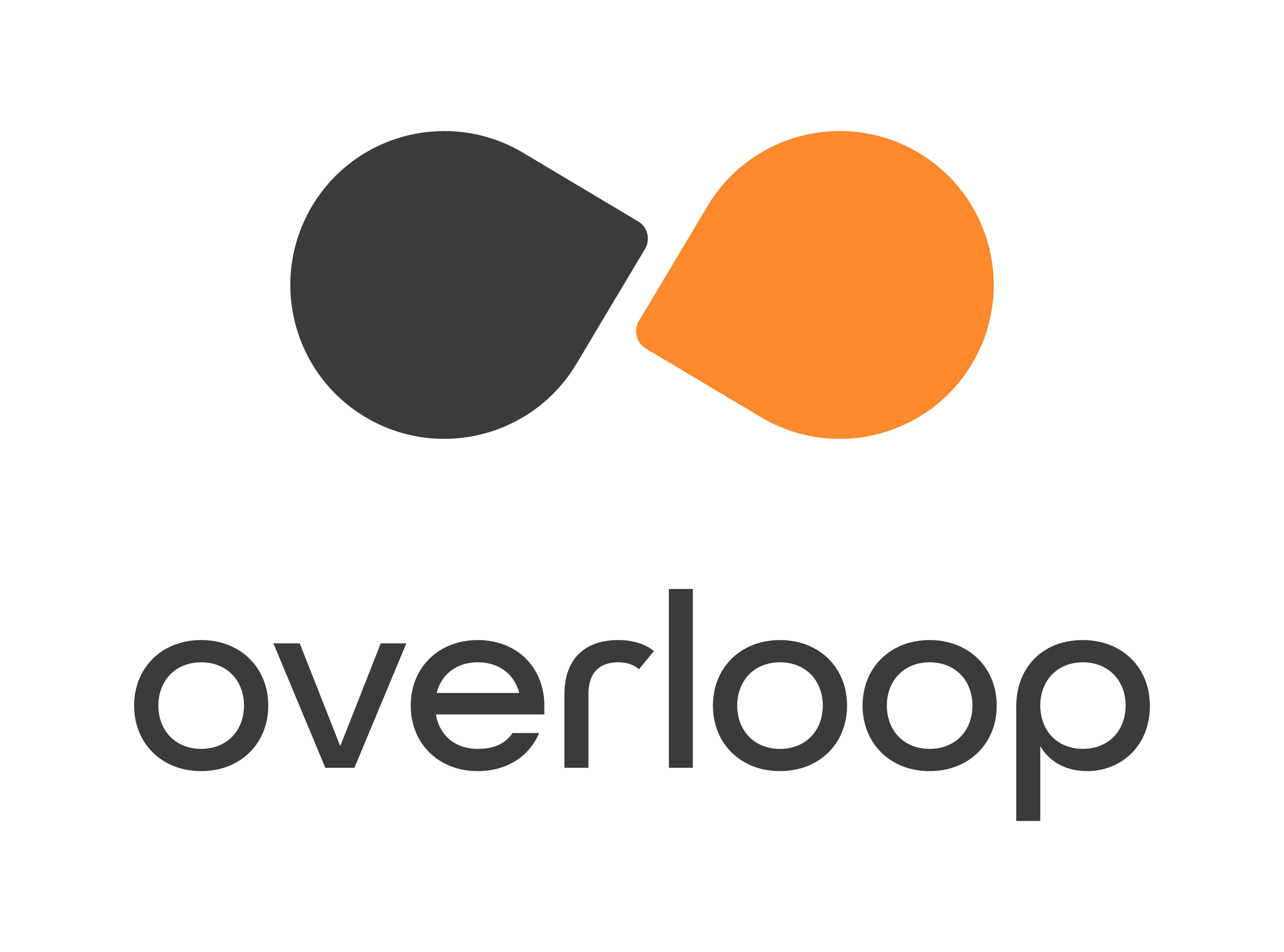 Overloop logo — stacked orange-on-charcoal lockup