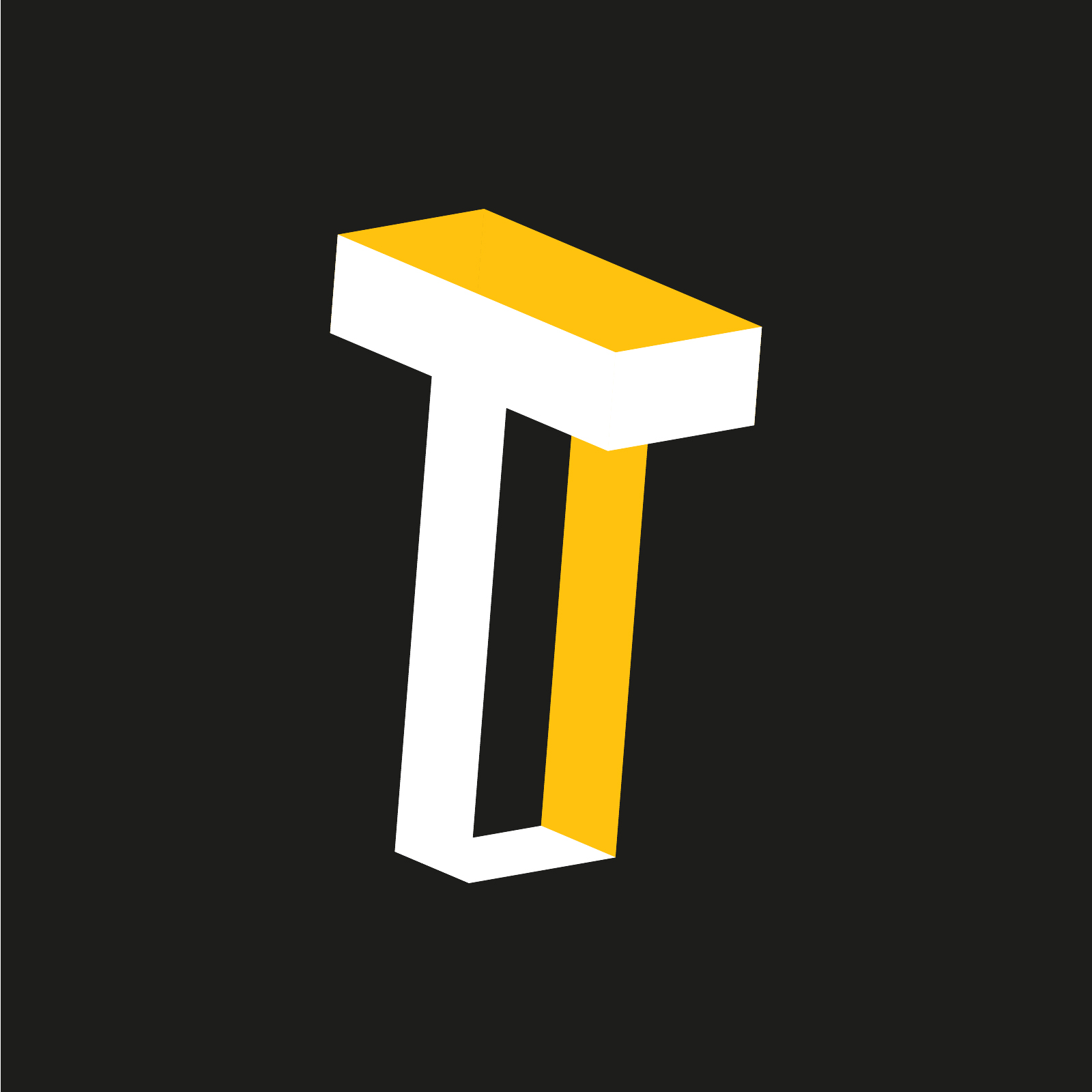 Knockout typeface individual letterform showing three-dimensional construction