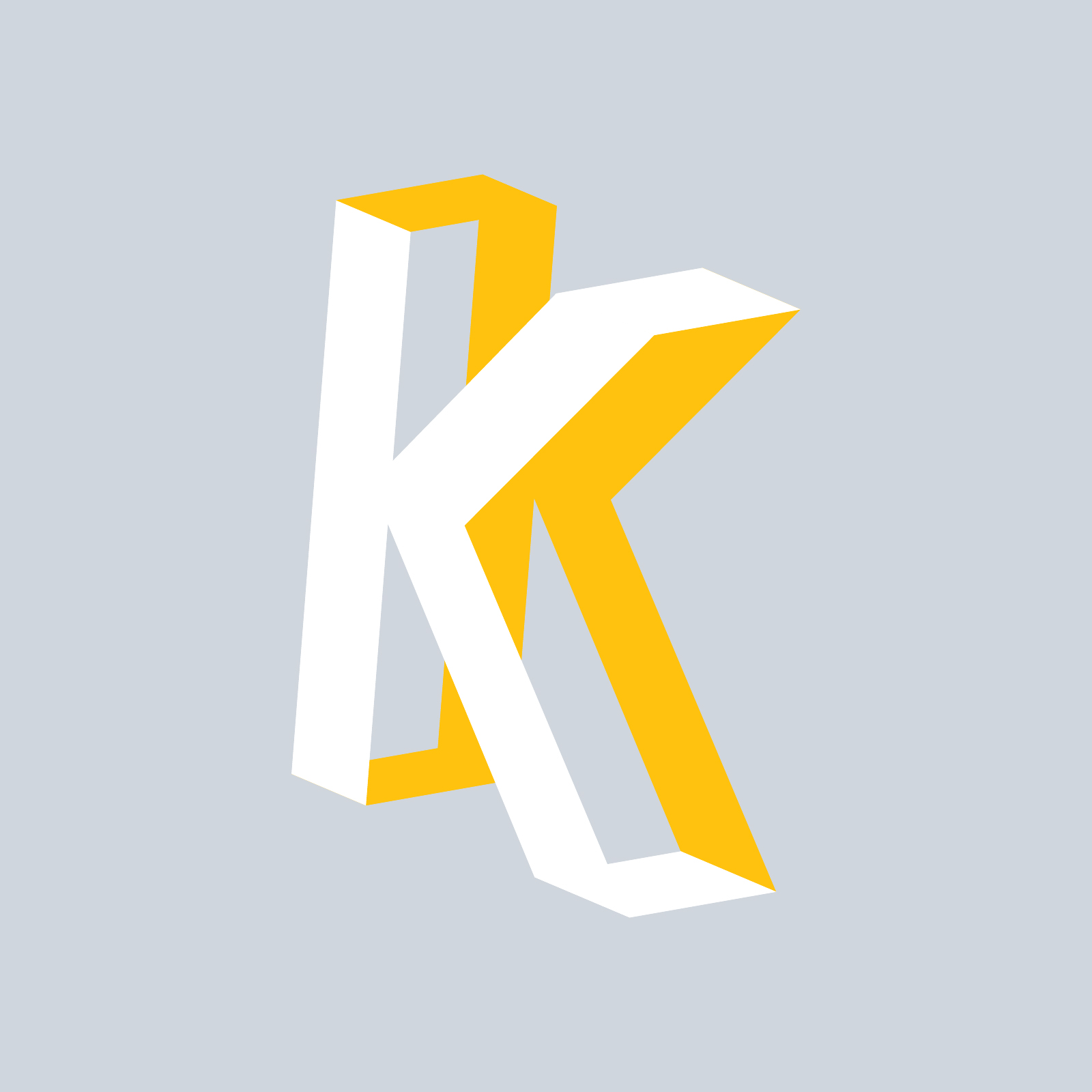 Knockout typeface letterform in the two-tone palette
