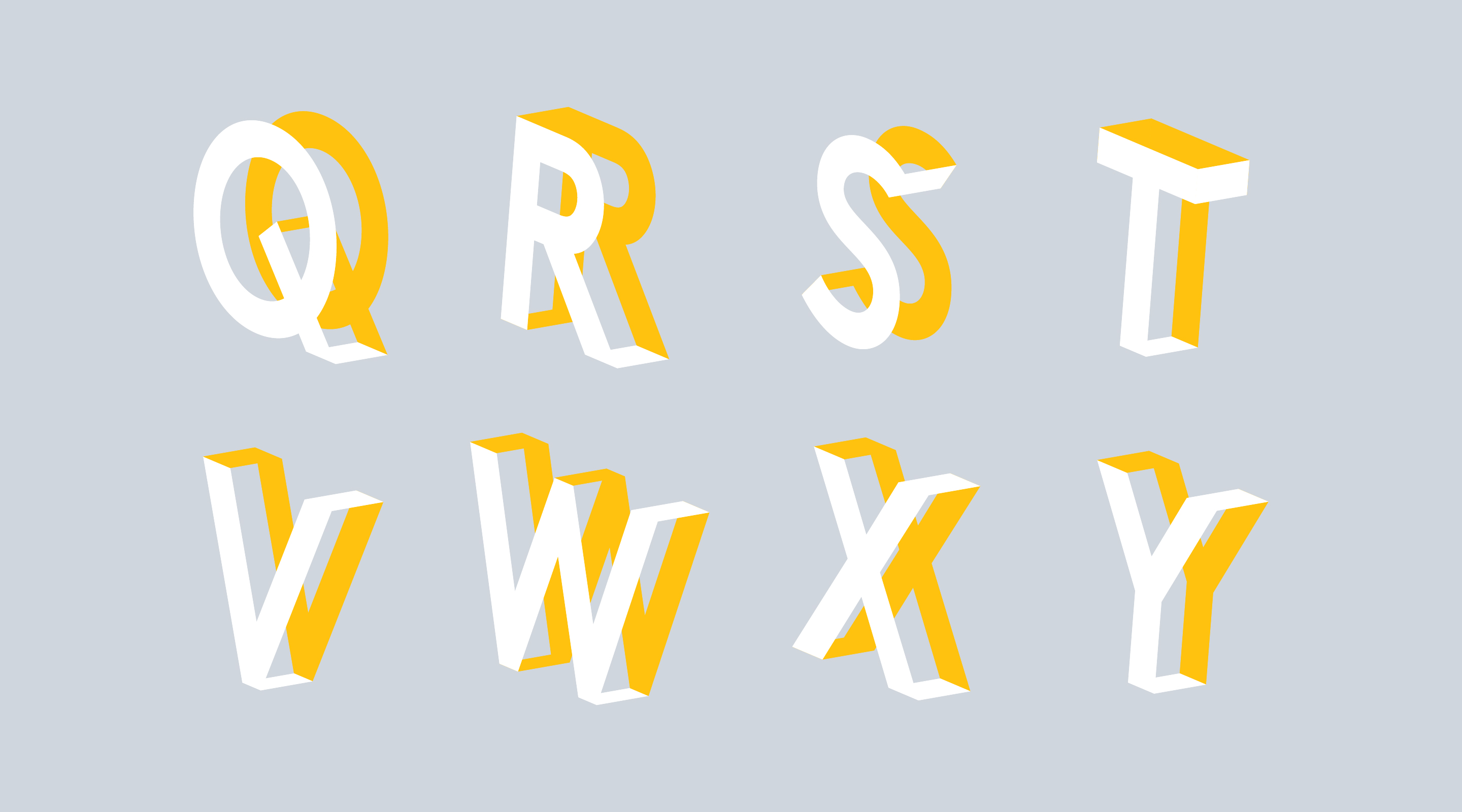 Knockout typeface oversized headline application in two-tone colour