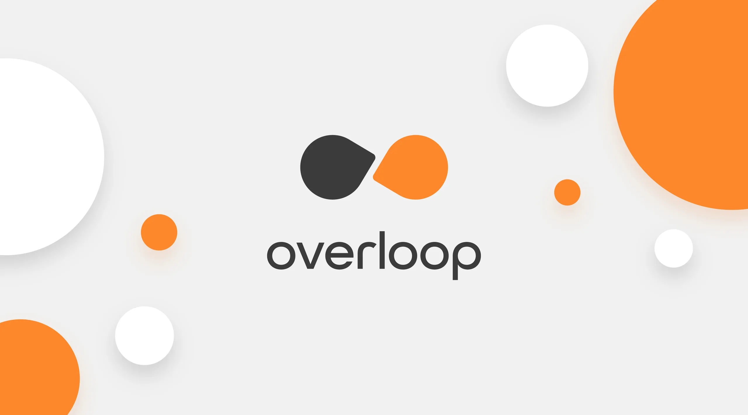 Overloop brand identity featuring an abstract two-sided conversation mark referencing collaboration and longevity