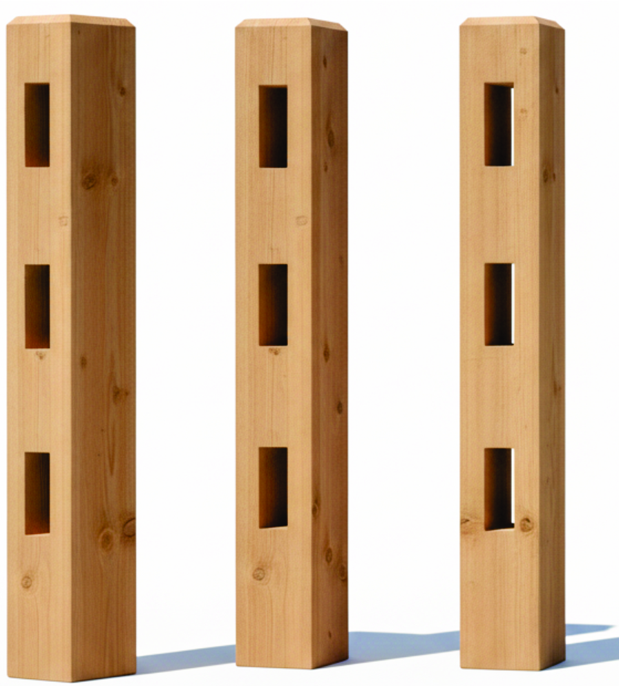 Post and rail fence examples of the three different post sizes available 