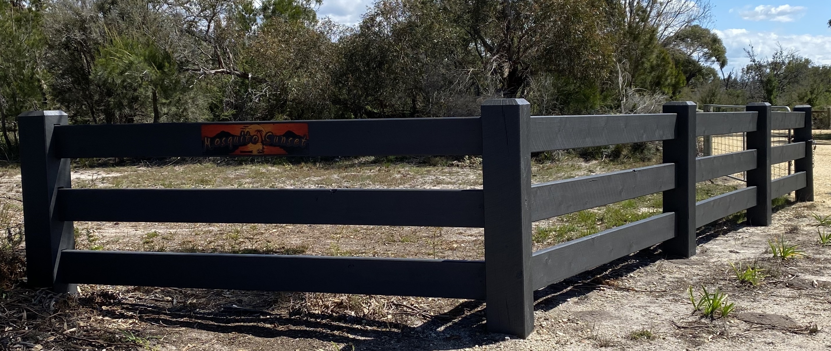 Custom made 3 rail post & rails fence in Duston Downs