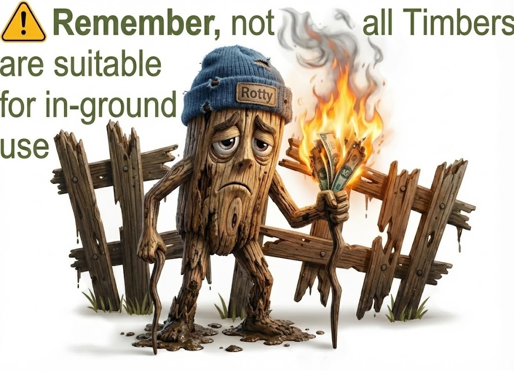 Rotty showing just how fast macrocarpa rots in ground.