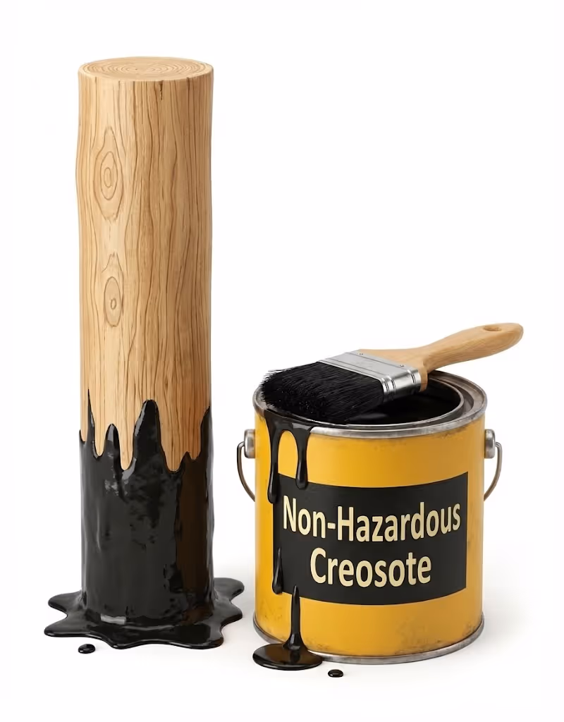 A cypress pine post painted with areosote 