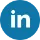 LinkedIn logo in white letters on a blue circular background.