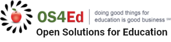 OS4Ed logo with a red apple icon and the tagline 'doing good things for education is good business' followed by 'Open Solutions for Education'.