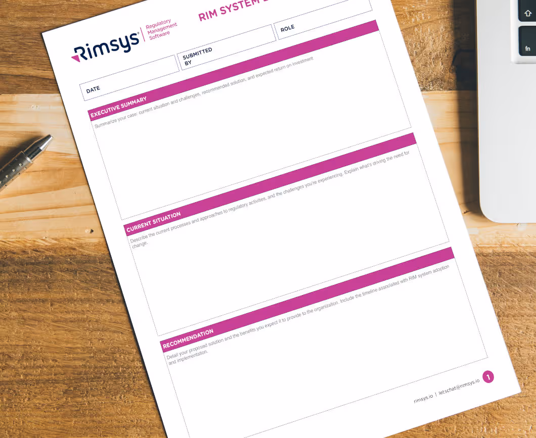 RIM business case template